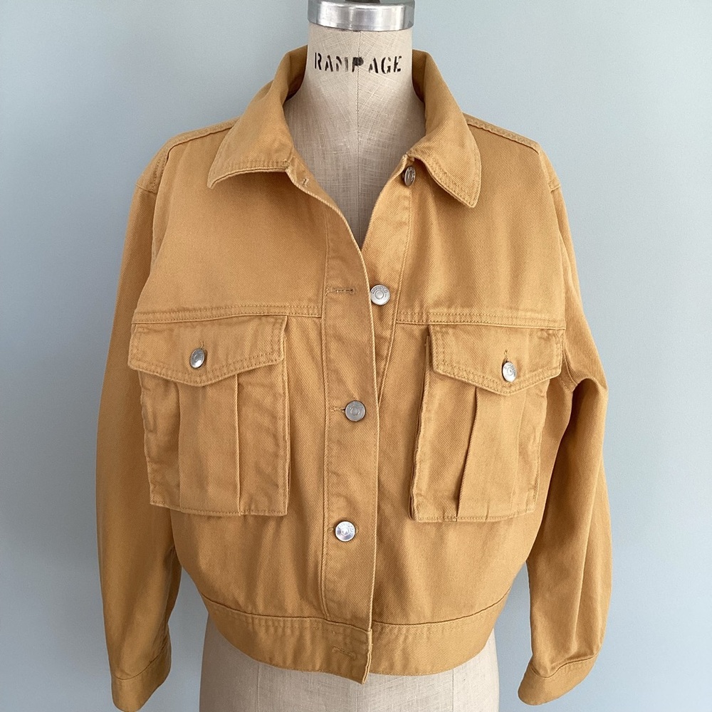 Divided by H&M Mustard Crop Denim Jacket Size Large